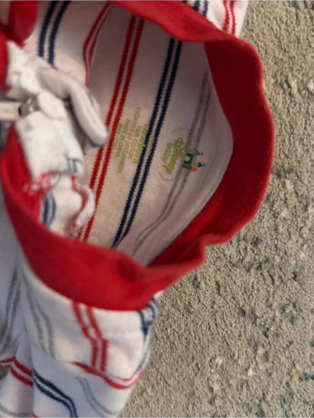 Gymboree White, Red & Blue Striped Mickey Mouse Footie